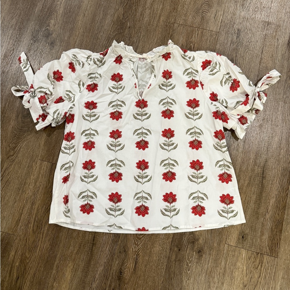Entro Medium Floral Ruffle Neck Shirt